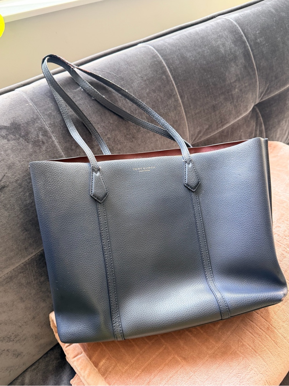 Tory Burch Navy Leather Reversible Tote